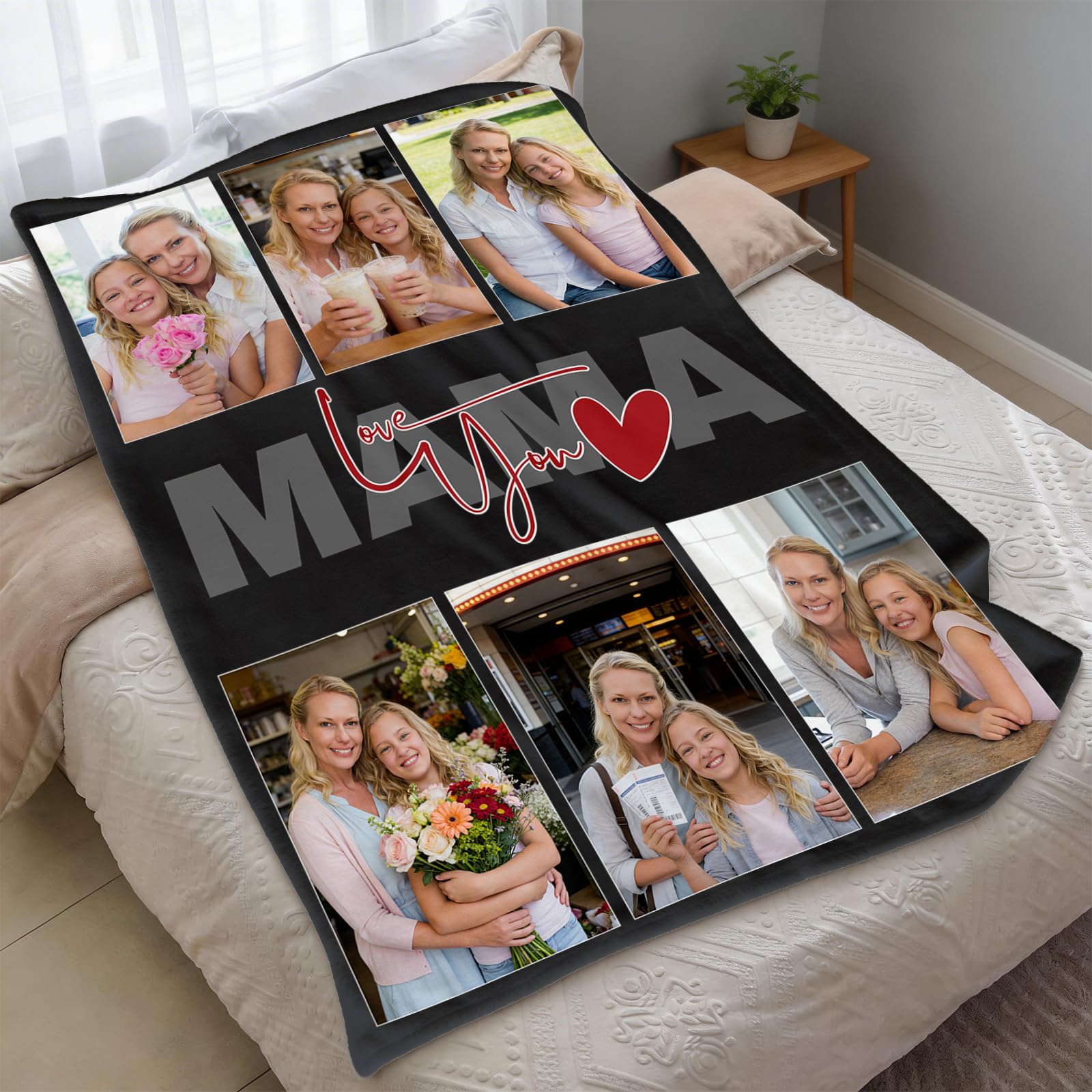 Custom Mom Blanket Throws with Picture, Personalized Blankets Photo Gifts for Mama, Grandma, Wife, Mother's Day, Birthday Gift - 3
