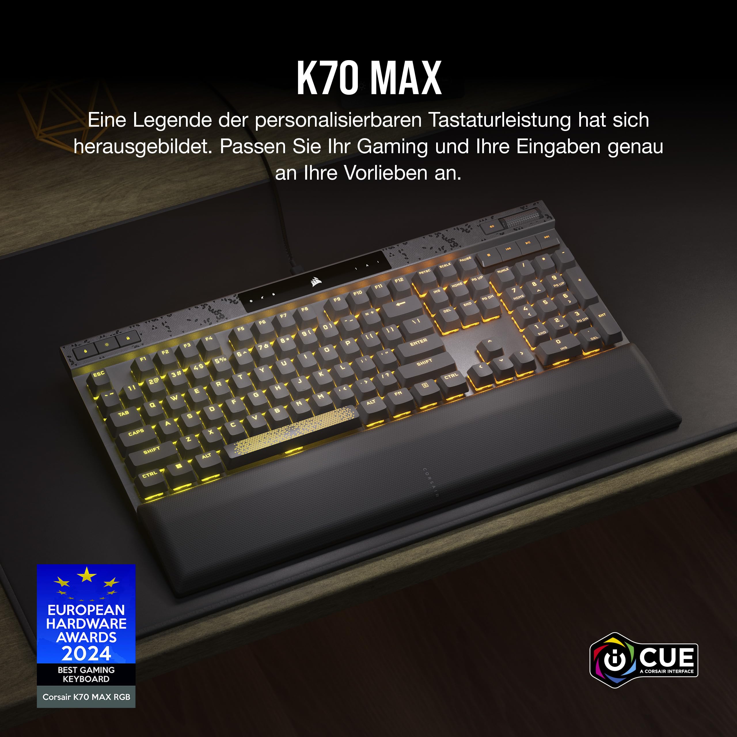 Corsair K70 MAX RGB Kabelgebundene Gaming-Tastatur Grau