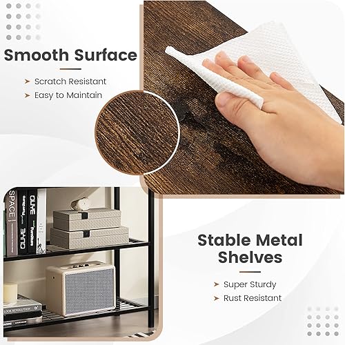 Miniatura 7 de Giantex Mesa consola de 39.5 pulgadas con cajón de almacenamiento, mesa de entrada con 2 cajones, estantes de 2 niveles, diseño antiderrapamiento,