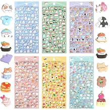 600+Mini Puffy Stickers Set Cute Small 3D Tiny Stickers Animal Designs Cat Dog Penguin Birds Perfect for Phone Case Notebook Scrapbooking 6Pcs