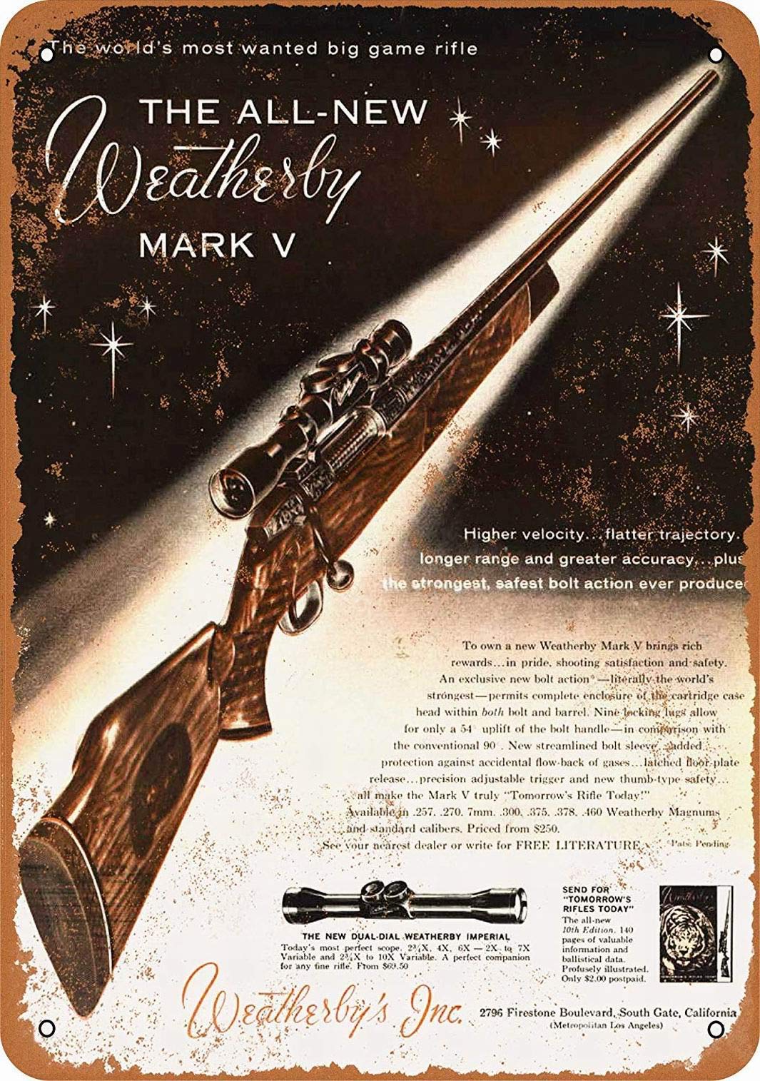 Amazon.com: Kexle 12 x 16 Metal Sign - Weatherby Mark V Rifles