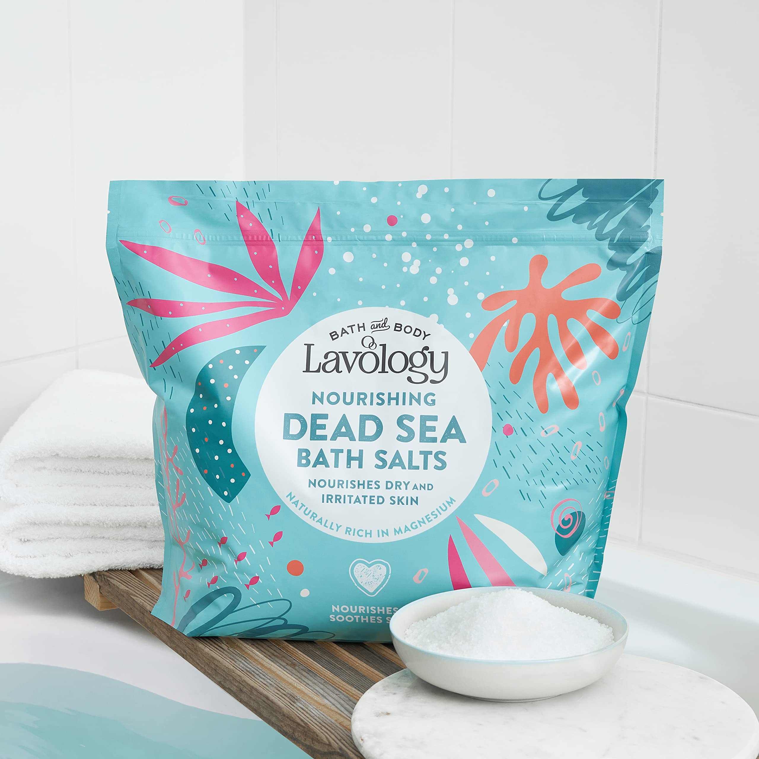 Lavology Sel de bain de la Mer Morte - 5kg - Tous les ingrédients naturels - Nourrit les peaux sèches et irritées