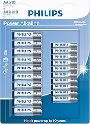 PHILIPS Pilha alcalina do tipo AA e AAA C/10 AA E 10-AAA, Branco, azul e cinza, padrão, LR036P20BP/59