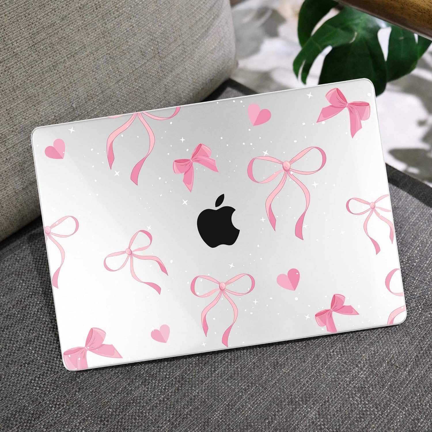 MEEgoodo for MacBook Pro Case 13 inch 2022 2021 2020 A2338 M2/M1 A2251 A2289 with Touch ID,Clear Laptop Hard Shell Cases with Keyboard Webcam Cover & Trackpad Film & Type C Adapter, Pink Ribbons Bows - Image 5
