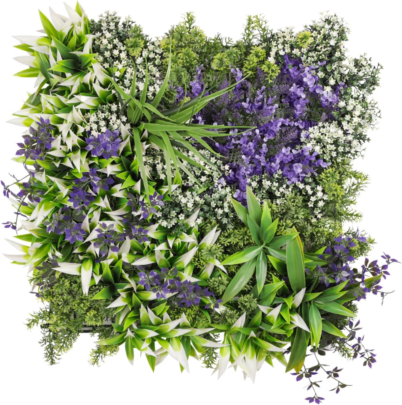 Patio 1PC-20"x20"Artificial Greenery Wall Panel, 3D Mixed Faux Boxwood Grass Panels Backdrop, Fake Plants Décor for Privacy Hedge Wall, Ivy Screens for Indoor Outdoor