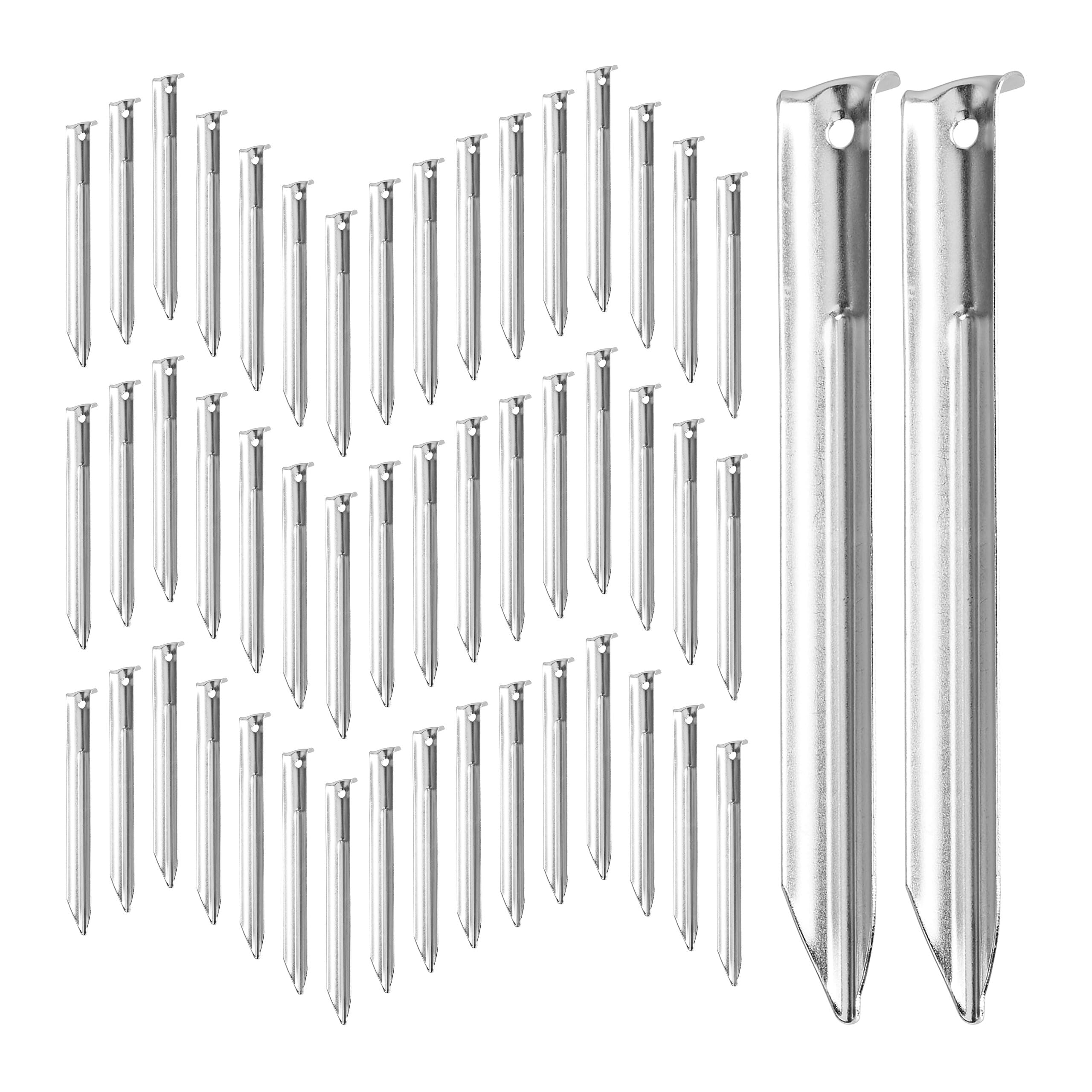 Relaxdays Silver Tent Pegs Set Of 50, Ground Anchor For Hard Soil, Camping, Rounded Hooks, Steel, Durable, 18X2x1.5 Cm, 18 X 2 X 1.5 Cm