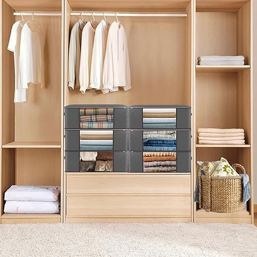 Miniatura 6 de Joymeezo Paquete de 6 bolsas de almacenamiento de 35 L, contenedores de almacenamiento plegables para armario, bolsas de almacenamiento con