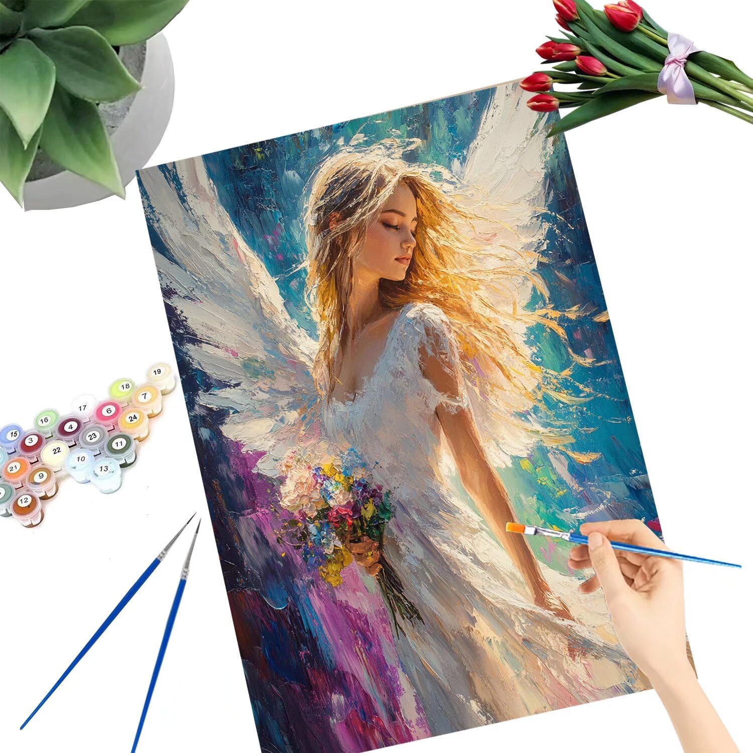 Pintar por Numeros Adultos pintar por numeros niños manualidades niños 10 años, DIY Pintar por Números de Pincel y Pintura acrílica Decoraciones para el Hogar Manualidades, sin Marco 60x80cm C-122