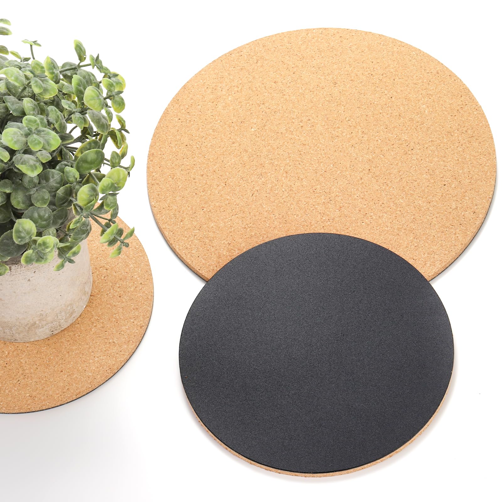 WUWEOT 18 Pack Cork Plant Coasters, 4/6/8 Inch Round Plant Mat Bulk, 0.2" Thick Soft Cork Trivet for Garden Courtyard - Image 3