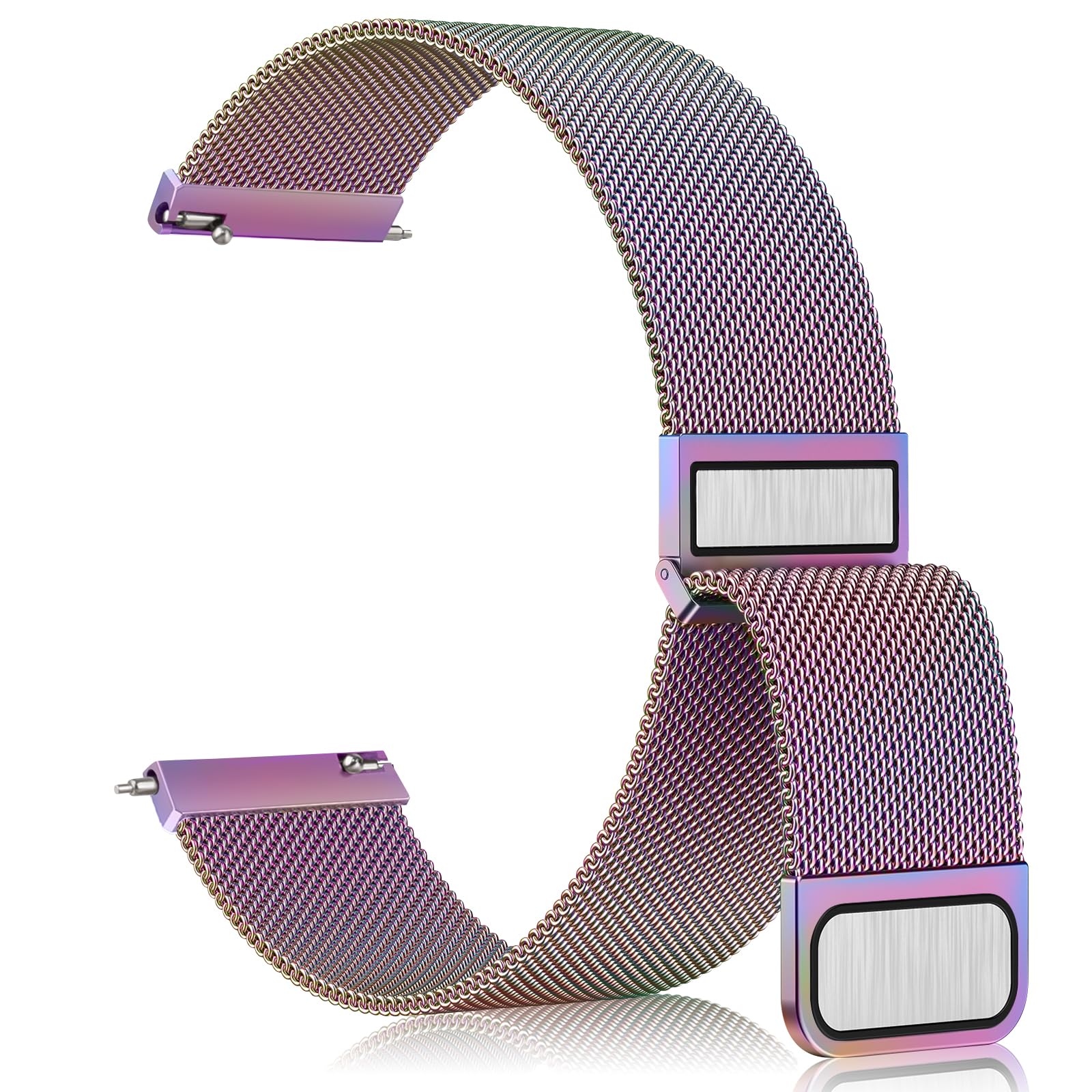 Vanjua 22mm Watch Band for Women Men, 22mm Quick Release Stainless Steel Metal Mesh Loop Adjustable Magnetic Replacement Wristbands Straps Bands