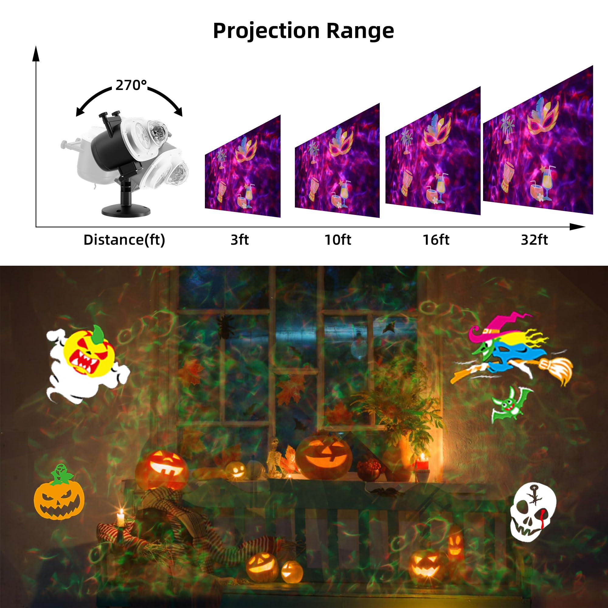 Halloween Weihnachten Projektor Lichter Aussen Wasserdicht 2 in 1 LED Outdoor Projektoren mit Fernbedienung Timer