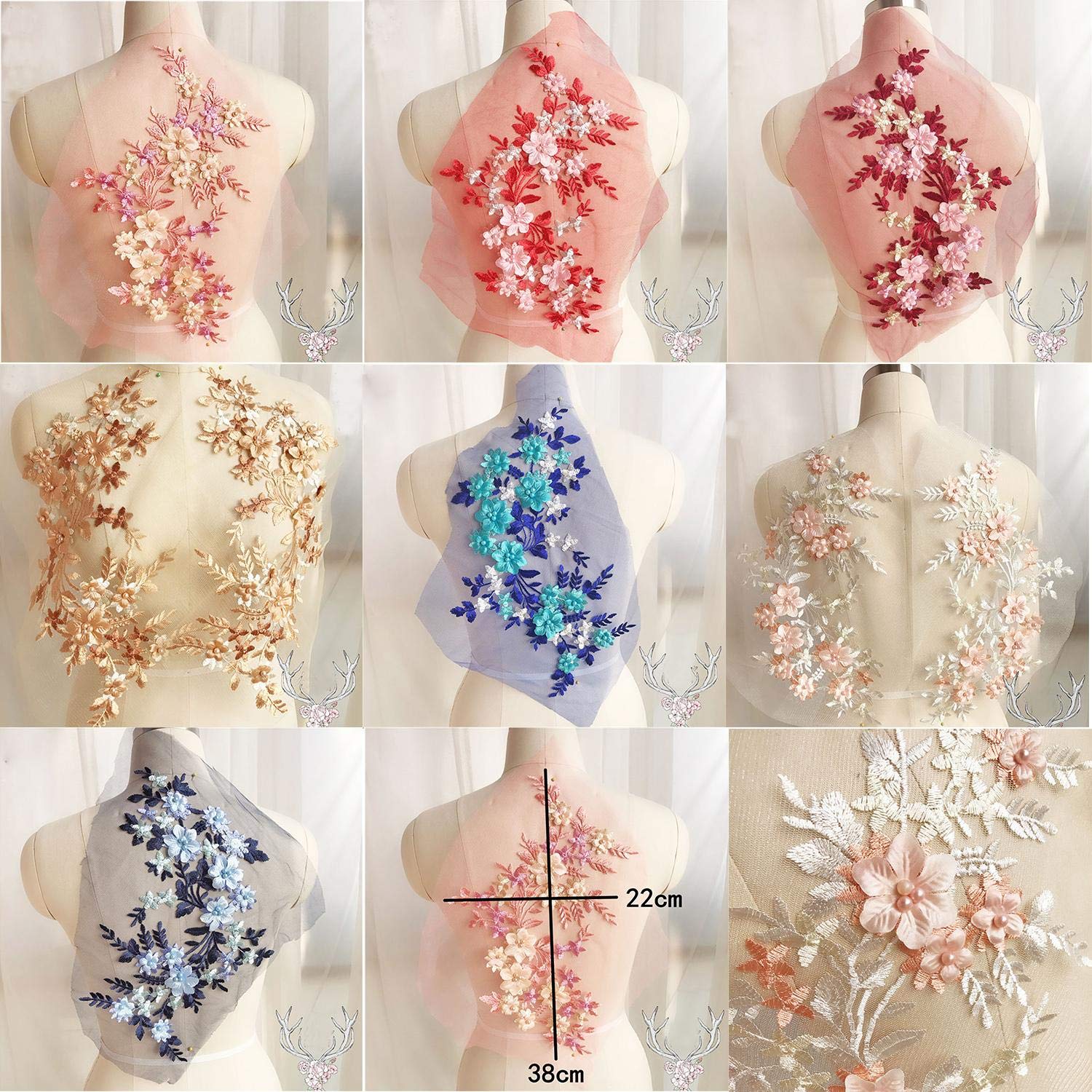 Tessuti Per Abiti In Pizzo Applique In Pizzo Con Ricamo Floreale - Foto 9