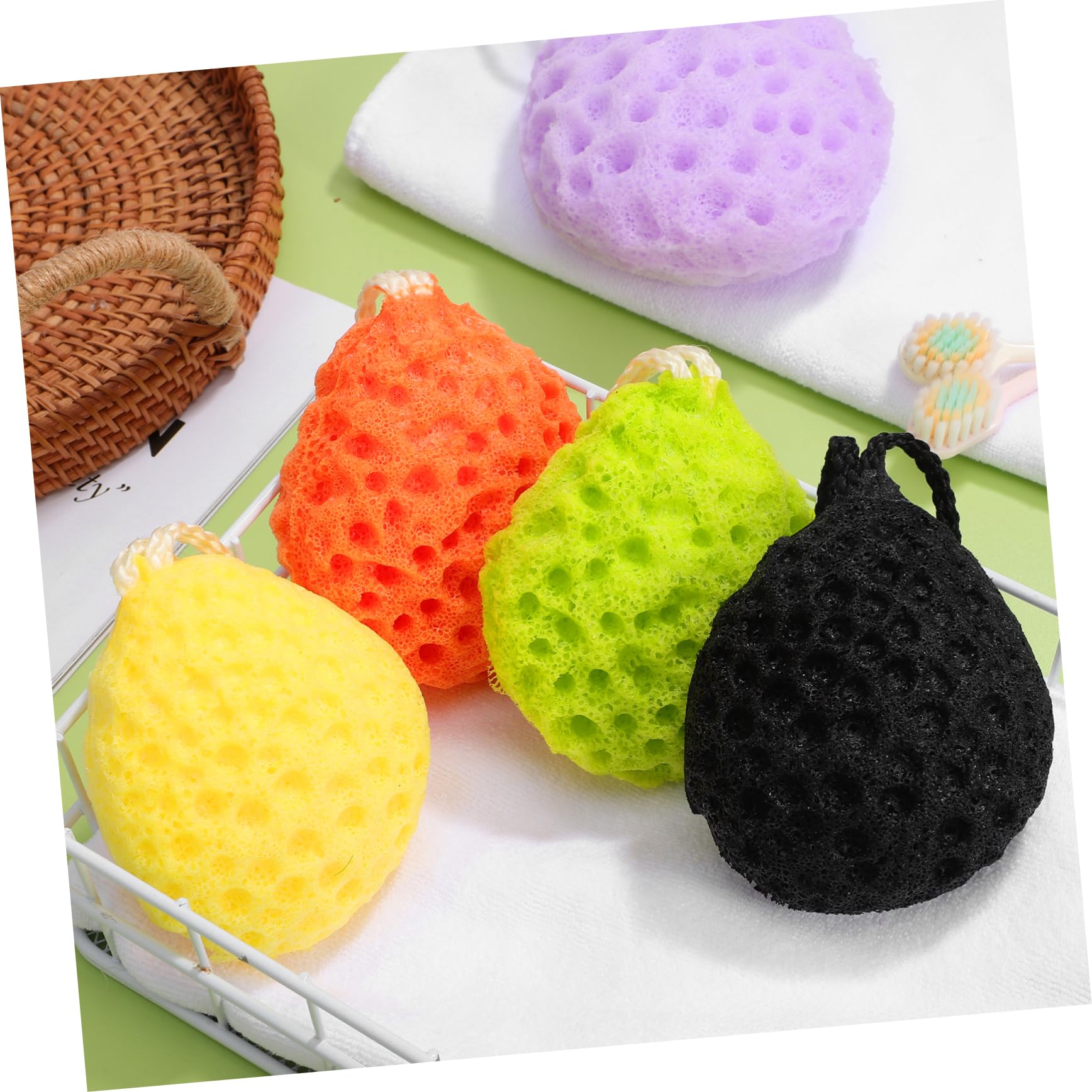FRCOLOR 25 Piezas bola de baño de esponja depurador de limpieza de la piel esponja de baño de ducha accesorios de de limpieza s para fregar s de