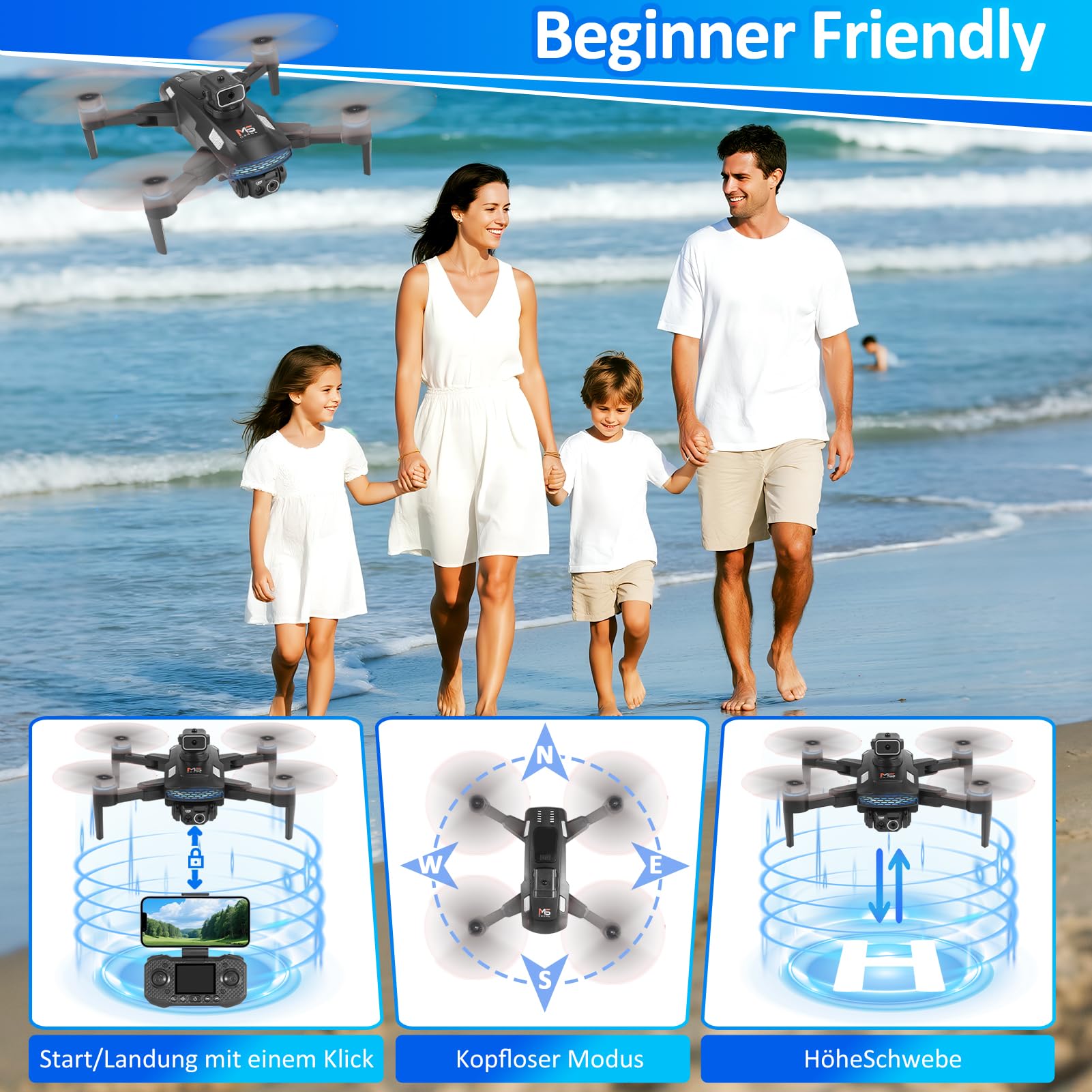 Drohne mit HD 4K Kamera,FPV RC Quadcopter mit Bildschirm,Bürstenloser Motor,One Key Start/Landen,360° Flip, Headless Modus, Höhenhaltung, Tragetasche,Spielzeug Geschenke für Jungen Mädchen Anfänger
