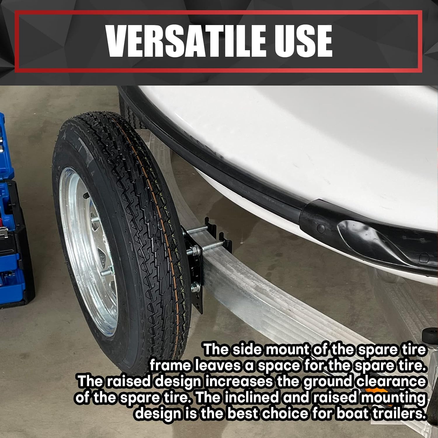 VIAGL Spare Tire Mount, Spare Tire Rack, Spare Tire Carrier Tire Holder, Utility Trailer Spare Tire Mount Fit for 4 & 5 & 6 Lugs Trailer Wheels on 4", 4.5'', 4.75'', 5'' and 5.5'' Bolt Patterns, Black : Automotive