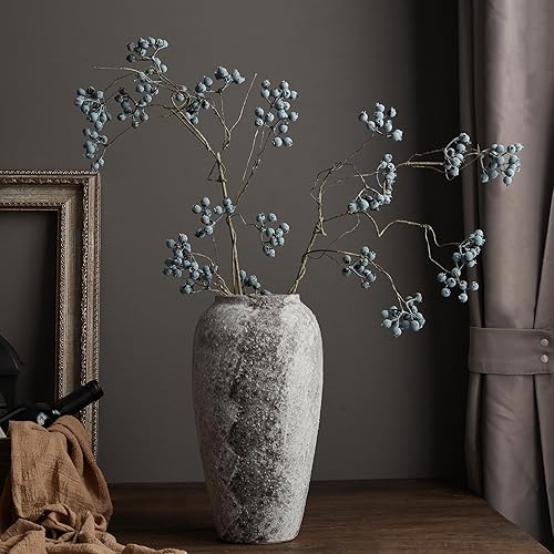 Miniatura 2 de AWNR Florero de terracota de decoración rústica florero de cerámica alto para flores, florero grande de cerámica, jarrón de arcilla, decoración