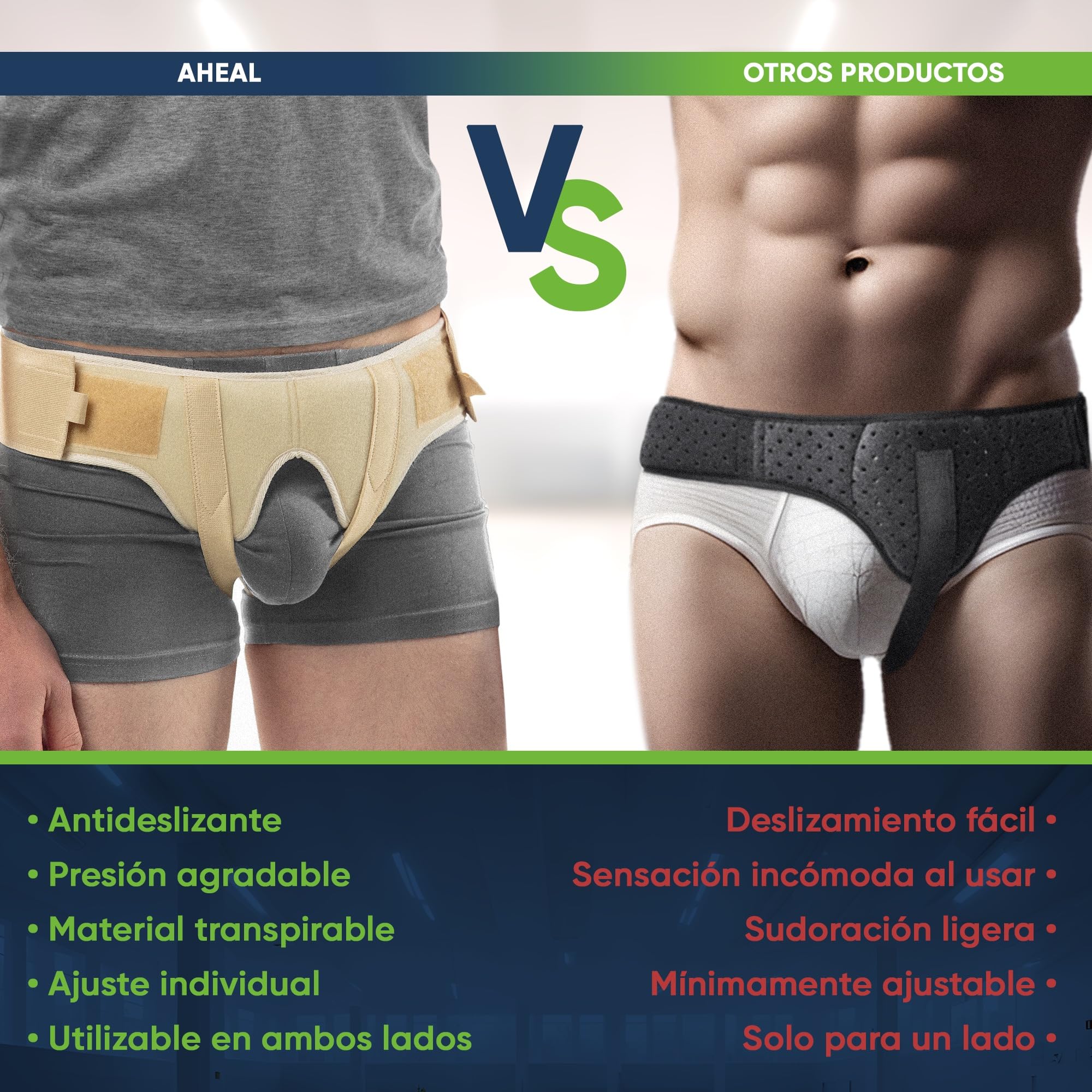 aHeal Braguero hernia inguinal hombre y faja hernia inguinal hombre - Cinturón Soporte Doble Correa Compresión Ajustable, Alivio Dolor Ingle - Tamaño 2: 89.5-97 CM; 35-38.1", Piel