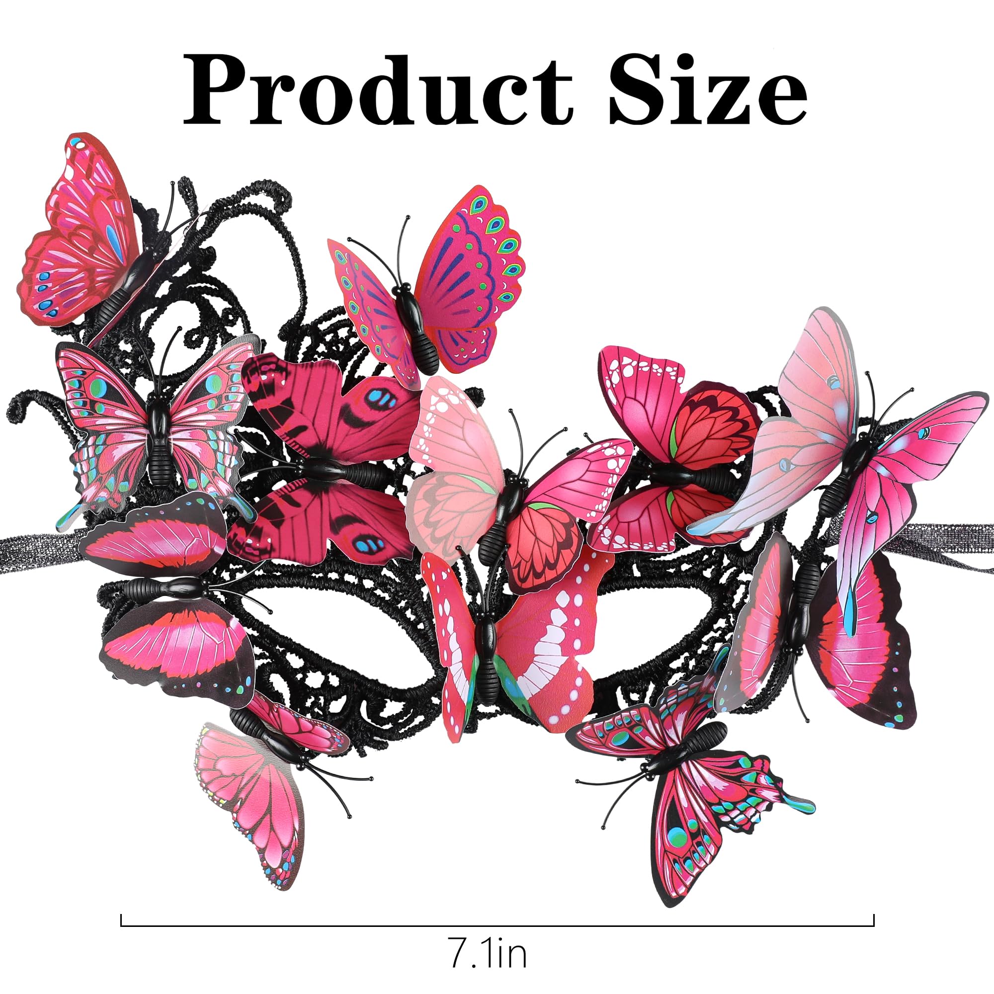 ETOFETE Butterfly Masquerade Lace Mask for Halloween Pink Venetian Party Mask for Renaissance Carnival Women Costume Accessories - Image 4