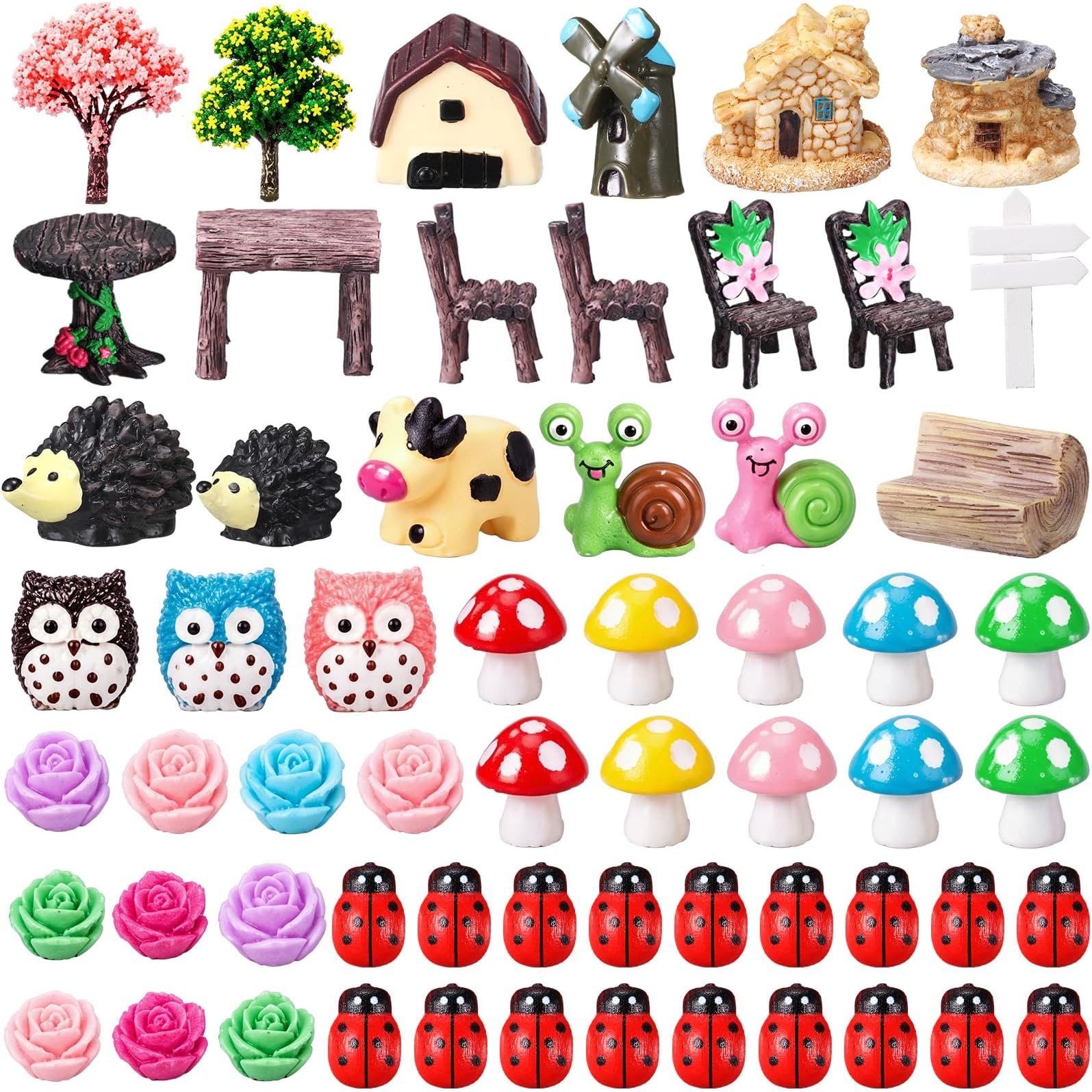 Skylety 64 Pieces Miniature Garden Accessories Mini Animals Ornament Kit Animal Figurines Miniature Micro Landscape Accessories for Dollhouse Decoration Plant House Decor