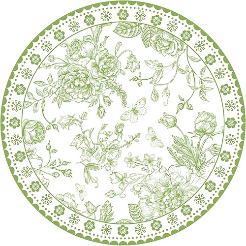 Miniatura 8 de 50 manteles individuales de papel floral azul de 14 pulgadas, manteles individuales redondos de flores, desechables, manteles individuales