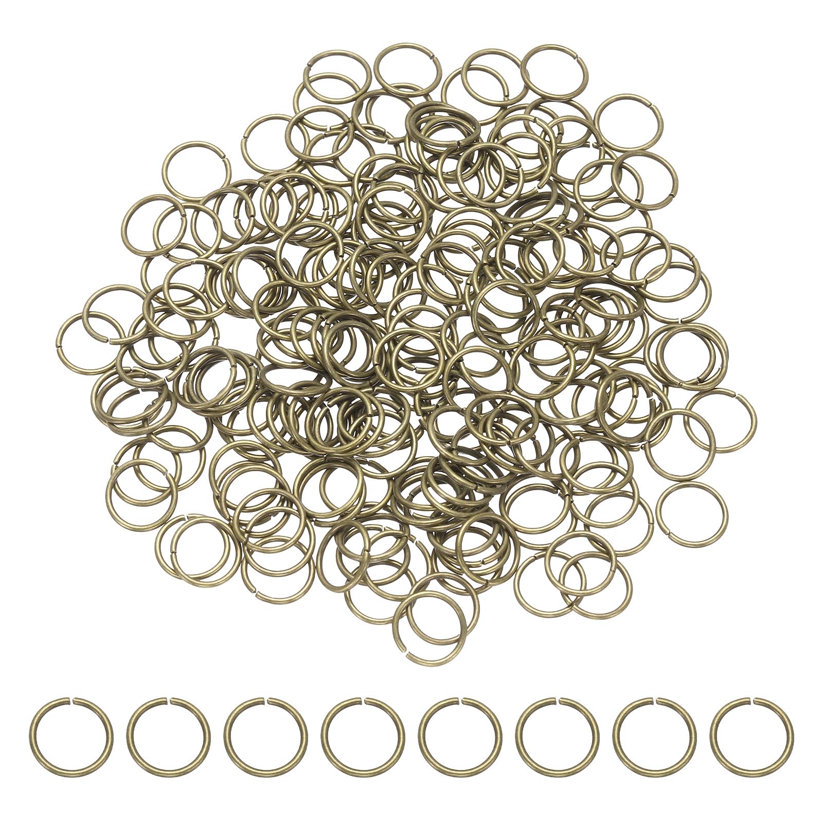 sourcing map 200Pcs Open Jump Rings,10mm Split O Ring 1mm(THK),Bronze