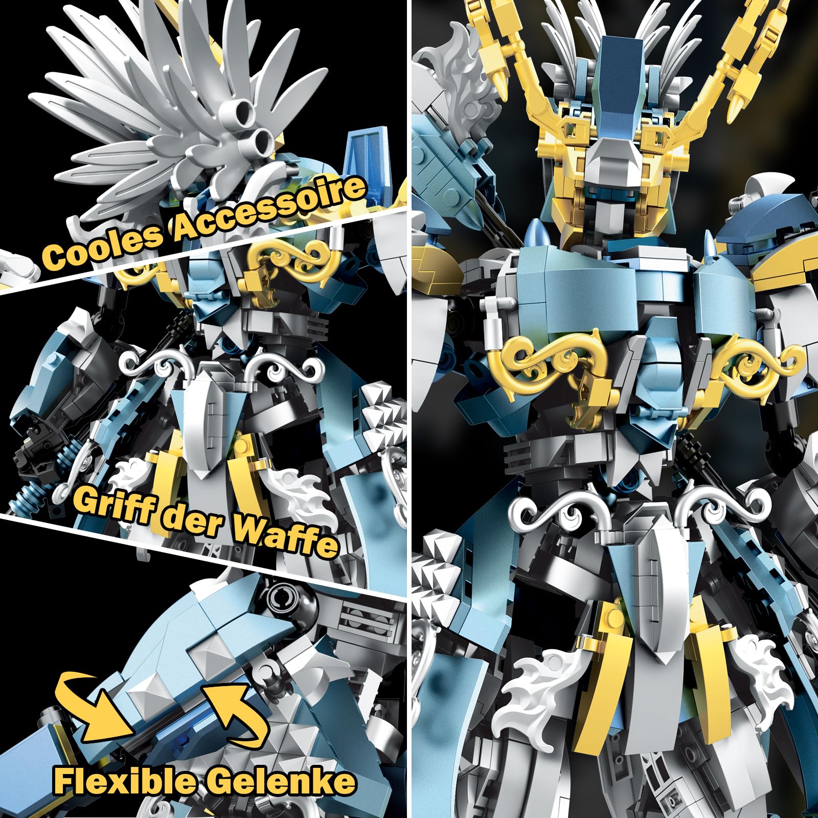 JMBricklayer Mecha-Roboter-Bausätze, Coole Hero-Mech-Modellbausätze für Erwachsene, Display-Dekor mit beweglichen Gelenken, Actionfiguren, Geschenke für Jungen, Männer, Kinder ab 8, 9, 10, 11 Jahren