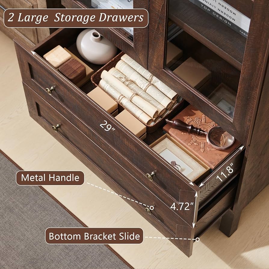 Amazon.co.jp: IFBUY 高さ71インチ アーチ型本棚 4段 ガラス扉と棚付き