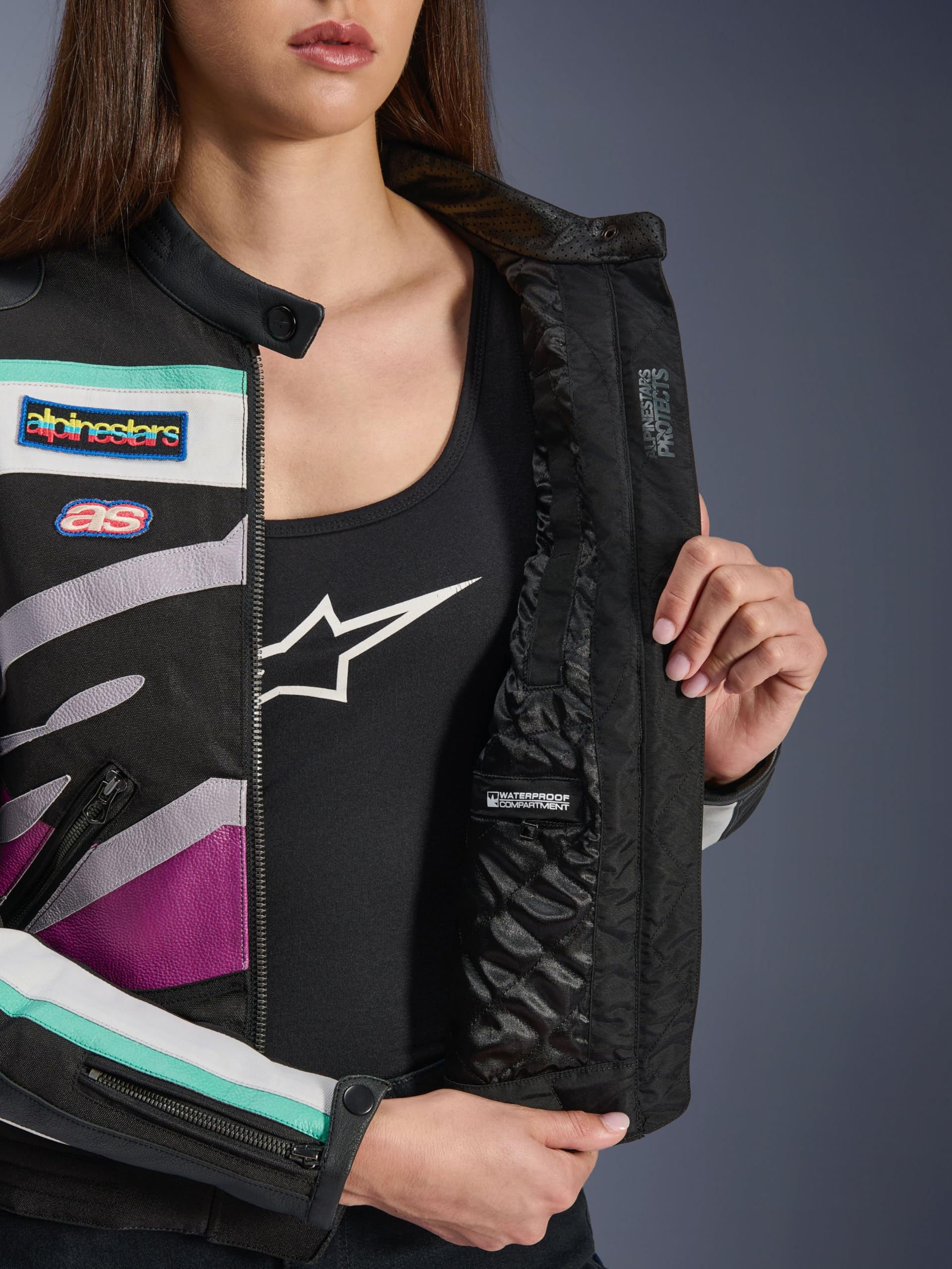 Alpinestars Idles wodoodporna damska kurtka tekstylna motocyklowa, czarny/biały/purpurowy, XS