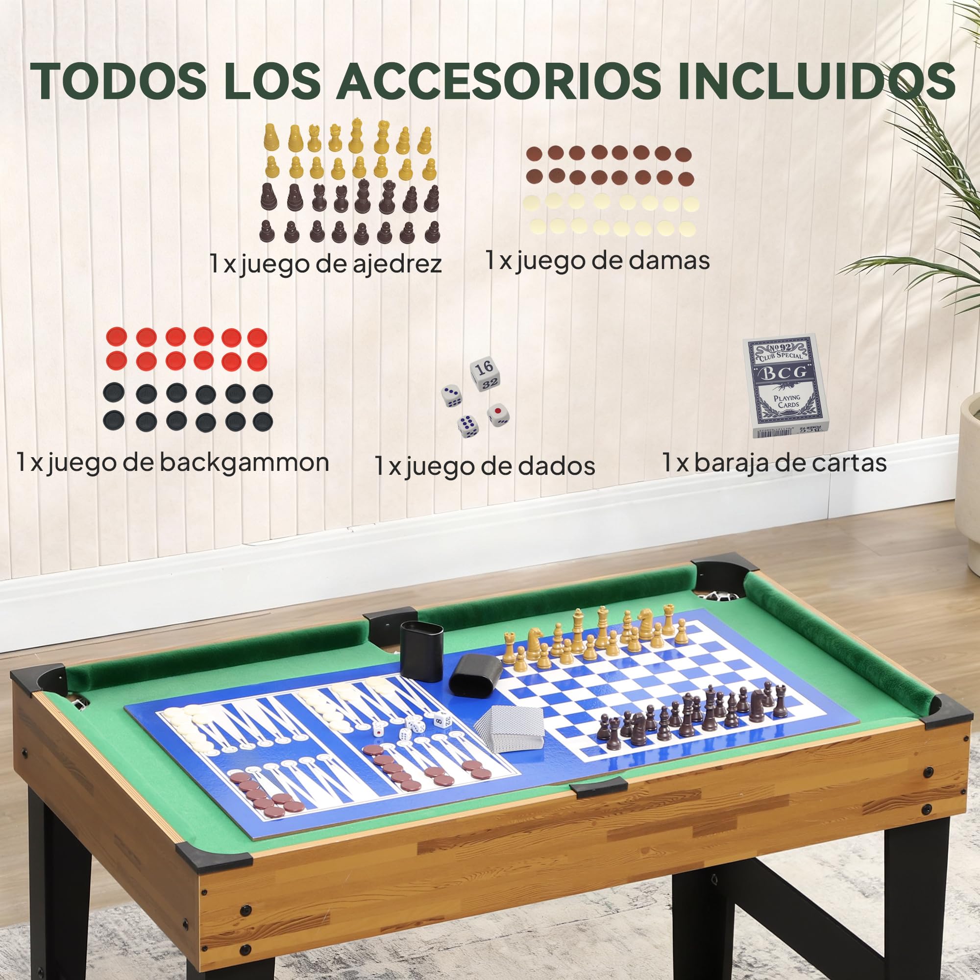 SPORTNOW Mesa Multijuegos 13 en 1 para Adultos Natural Negro