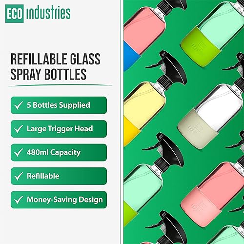 Miniatura 4 de Botella de spray de limpieza de vidrio de 16 onzas  Botella de spray recargable con cabezal de gatillo premium y protección de funda de silicona