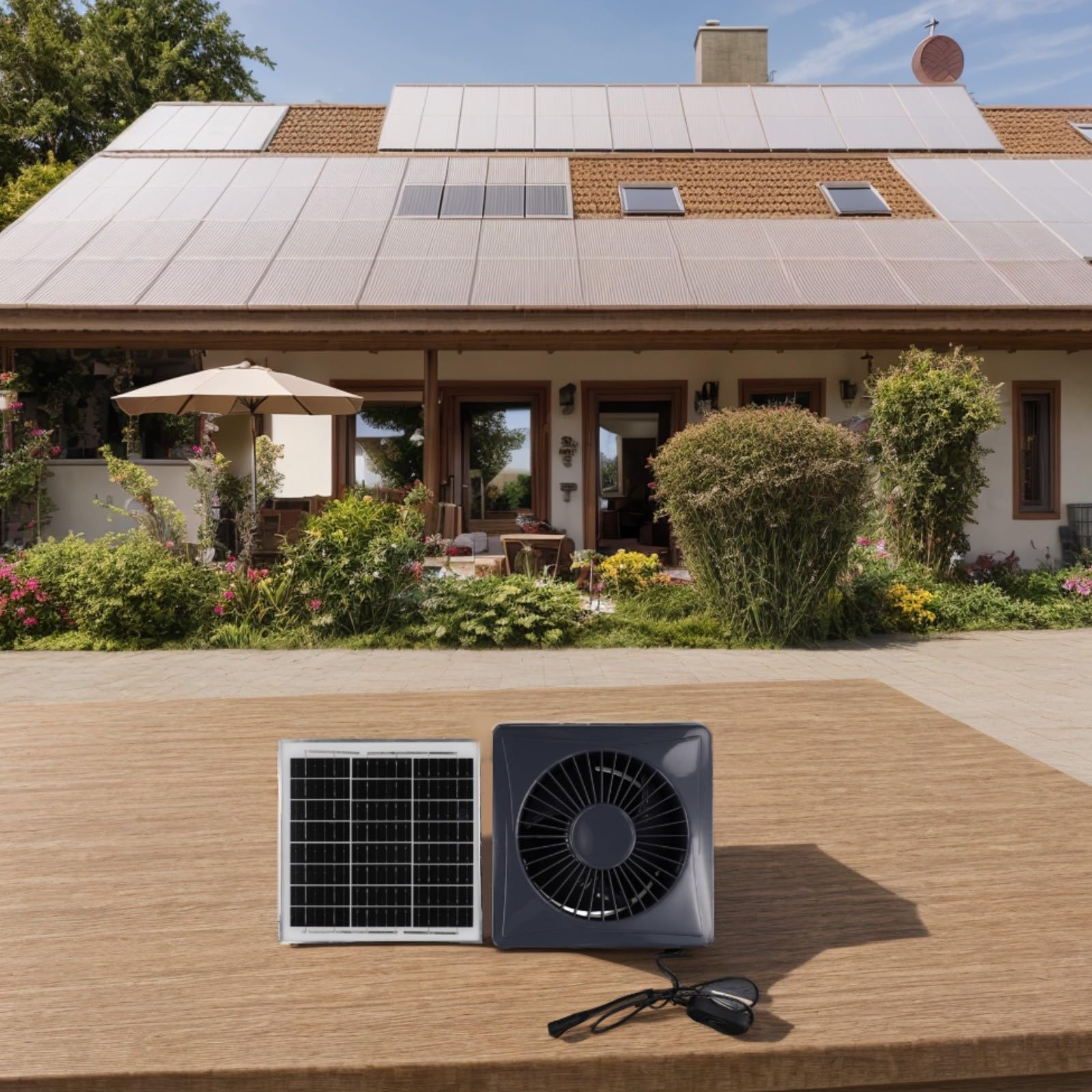 Presa d'aria a energia solare da 12 V per ventilatore a parete con struttura in ABS resistente al fuoco, pala della ventola potenziata e motore in rame a risparmio energetico (4 pollici)