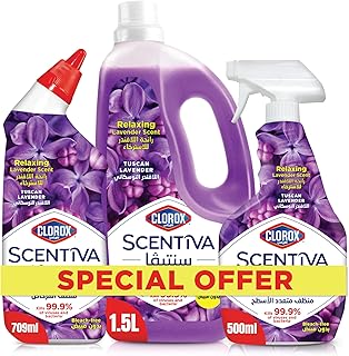 Scentiva Disinfectant Floor Cleaner 1.5L, Toilet Cleaner 709 ml, and Multi Surface Spray Cleaner 500ml, Tuscan Lavender