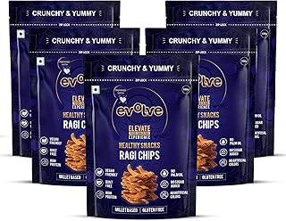 Ragi Chips Combo Healthy Snack for Kids, Adults | Gluten Free, Vegan, No Artificial Color & Sugar, Millet Blend, Ideal for Weight Loss - 100g Pack of 5