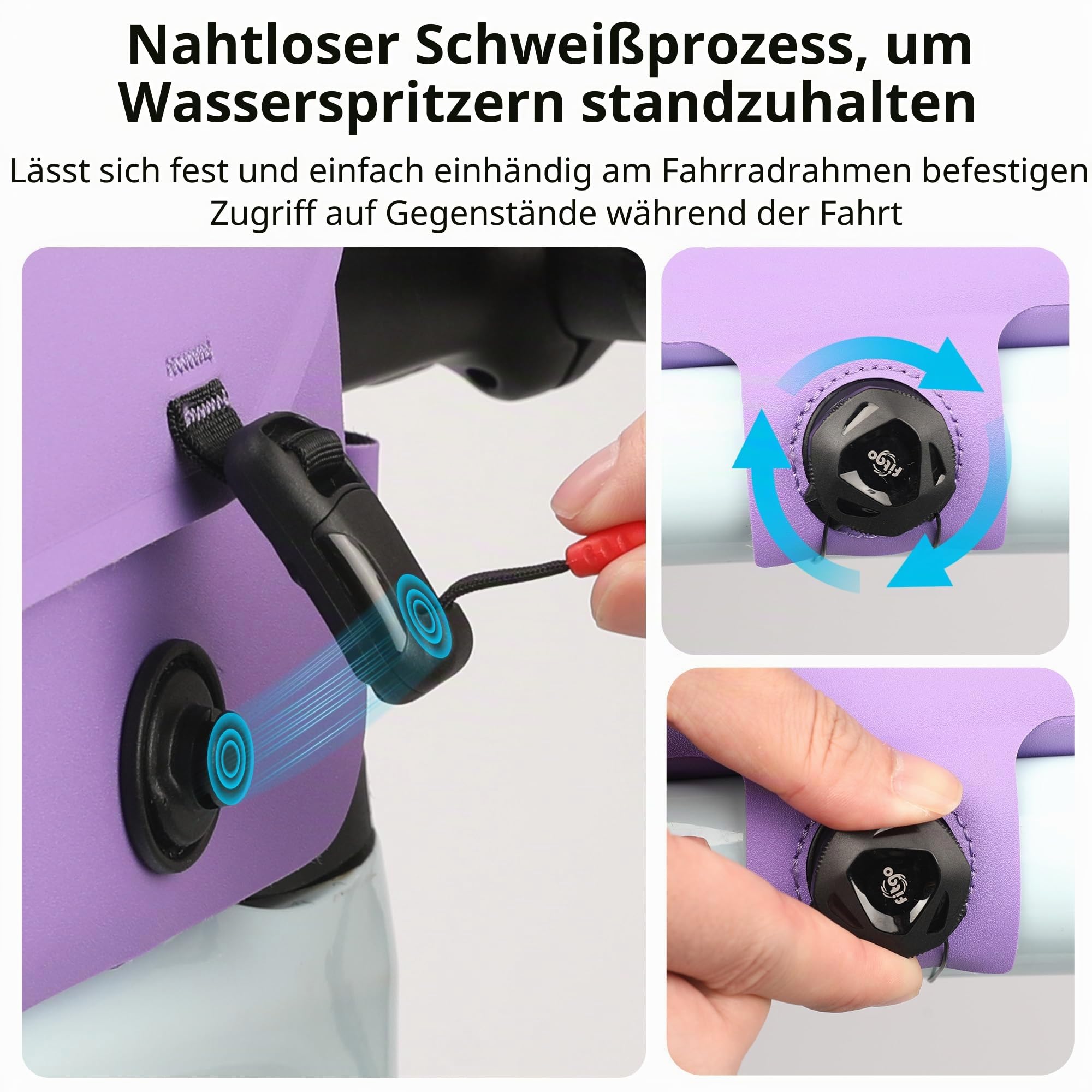 Rhinowalk Fahrrad-Oberrohrtasche, Fahrradrahmentasche, vollständig wasserdicht und stabil, Fahrradrahmentasche, Fahrradtasche, professionelles Fahrradzubehör für Mountainbike, Rennrad-Schwarz