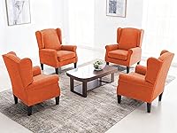 Vista 13 de Silla de Acento, sillas modernas de sala de estar con respaldo alado, cómodo sofá individual tapizado con respaldo alto para dormitorio, sillón