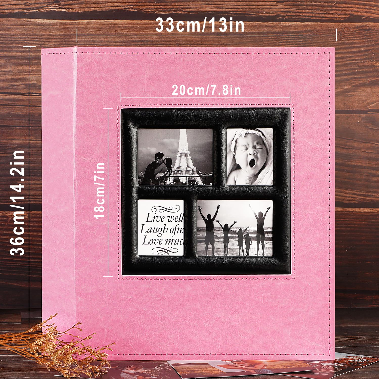 Ywlake Album Fotografico 10x15 500 Tasche, Cuoio Album Foto Portafoto Verticale Orizzontali Tascabile Tasca Rosa