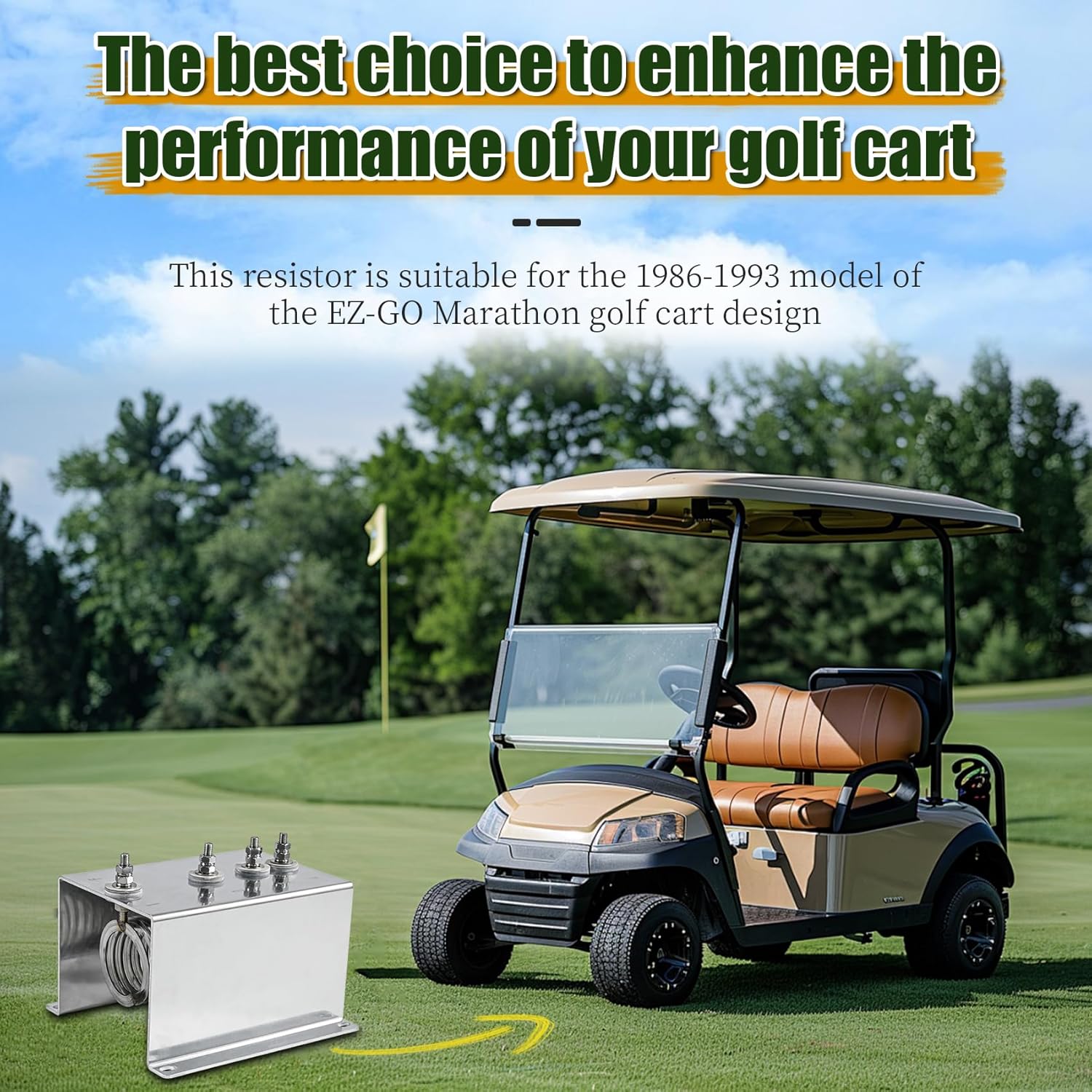 Golf Cart IPC Power Resistor Assembly-Replacement for 28197G01,Compatible with 1986-1993 EZ-GO Marathon Golf Carts,Fits Resistor Style Speed Controllers,0.3Ω Edge Resistor for Stable Speed Performance