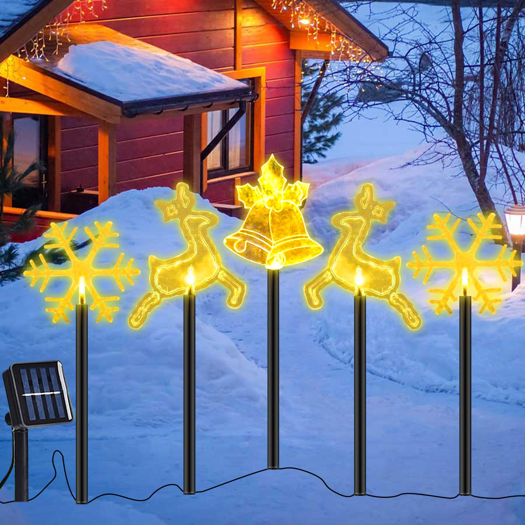 Pack of 5 Outdoor Solar LED Garden Stake Christmas Decoration Solar Outdoor Fairy Lights Outdoor Christmas Decoration Garden Christmas Decoration Outdoor โ image 1