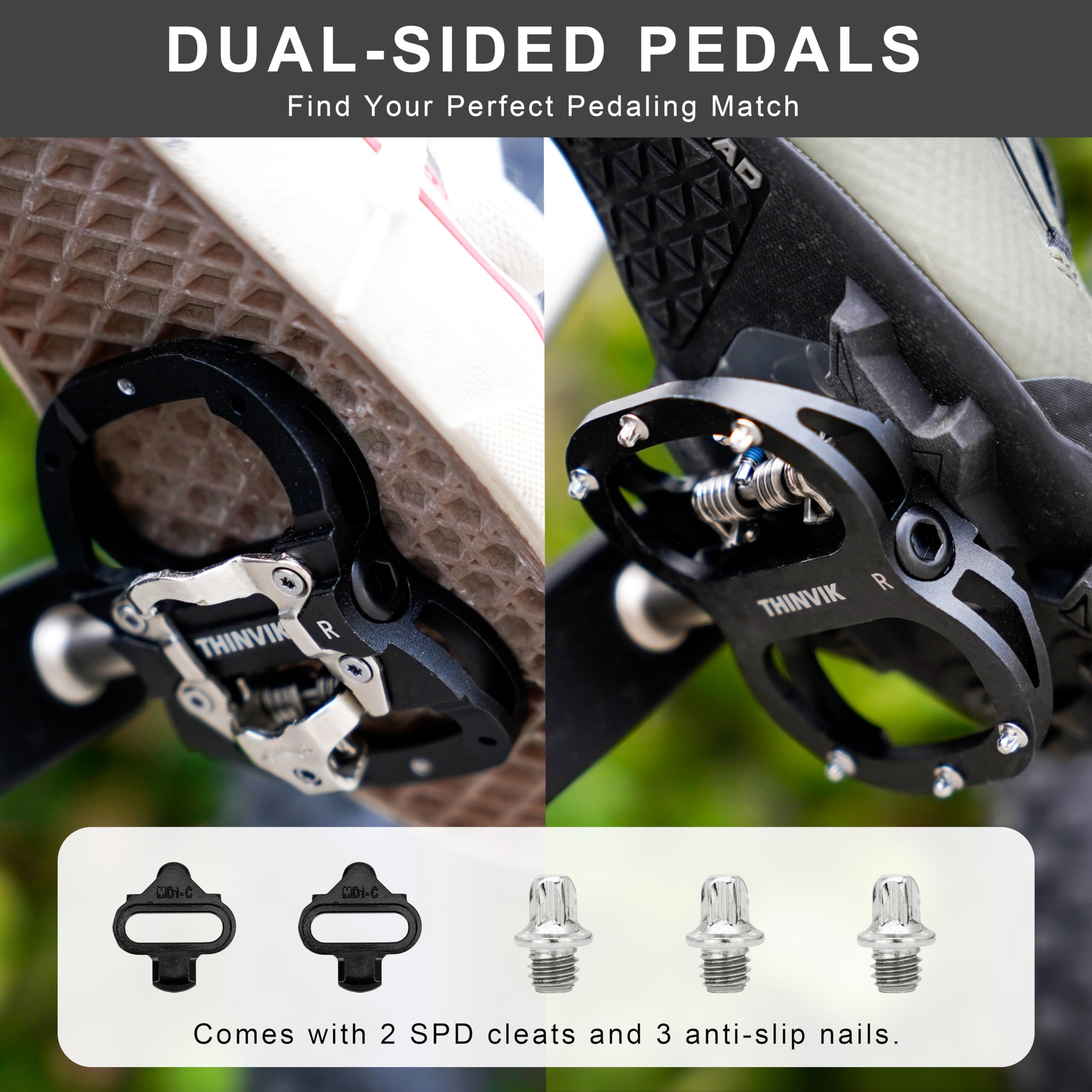combo pedals THINVIK Clipless for SPD, Dual Sided Bike Pedals for Shimano SPD System & Flat Platform, Sealed Bearings Bicycle Pedals with SPD Cleats Set(Black) : Sports & Outdoors Lieferung:In der Box HANDMADE Bicycle, Motocross, Skateboard, sided SPD pedal built Category_BJJ Gi