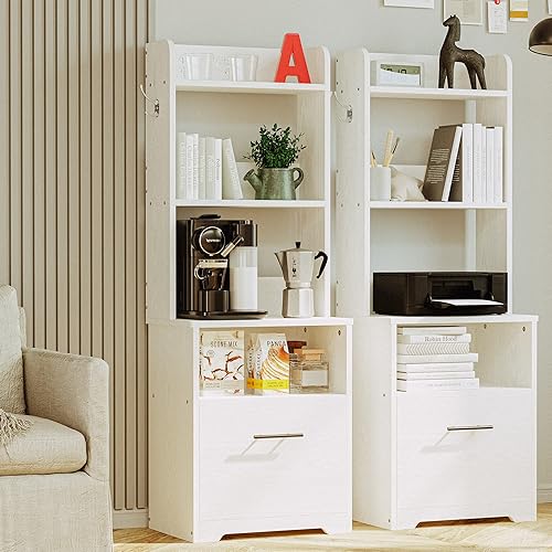 Miniatura 7 de IRONCK Archivador con estantería y toma de corriente archivador vertical para archivo de tamaño cartalegalA4A3 soporte grande para impresora con