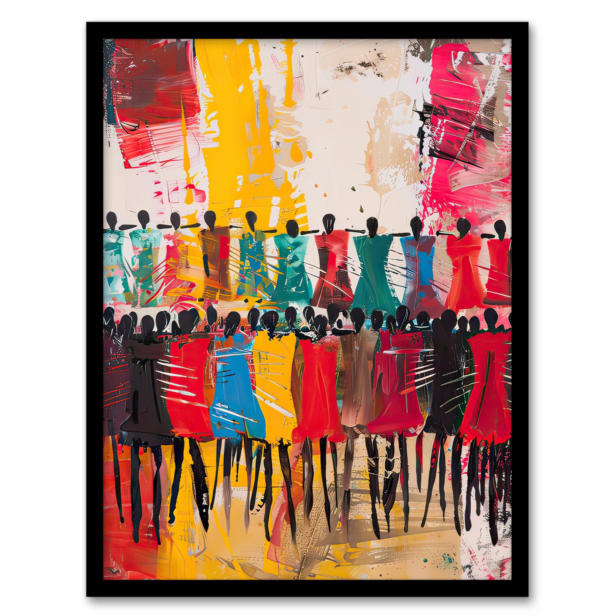Artery8 Traditional African Choir Colourful Oil Painting Living Room Art Print Framed Poster Wall Decor 12x16 inch