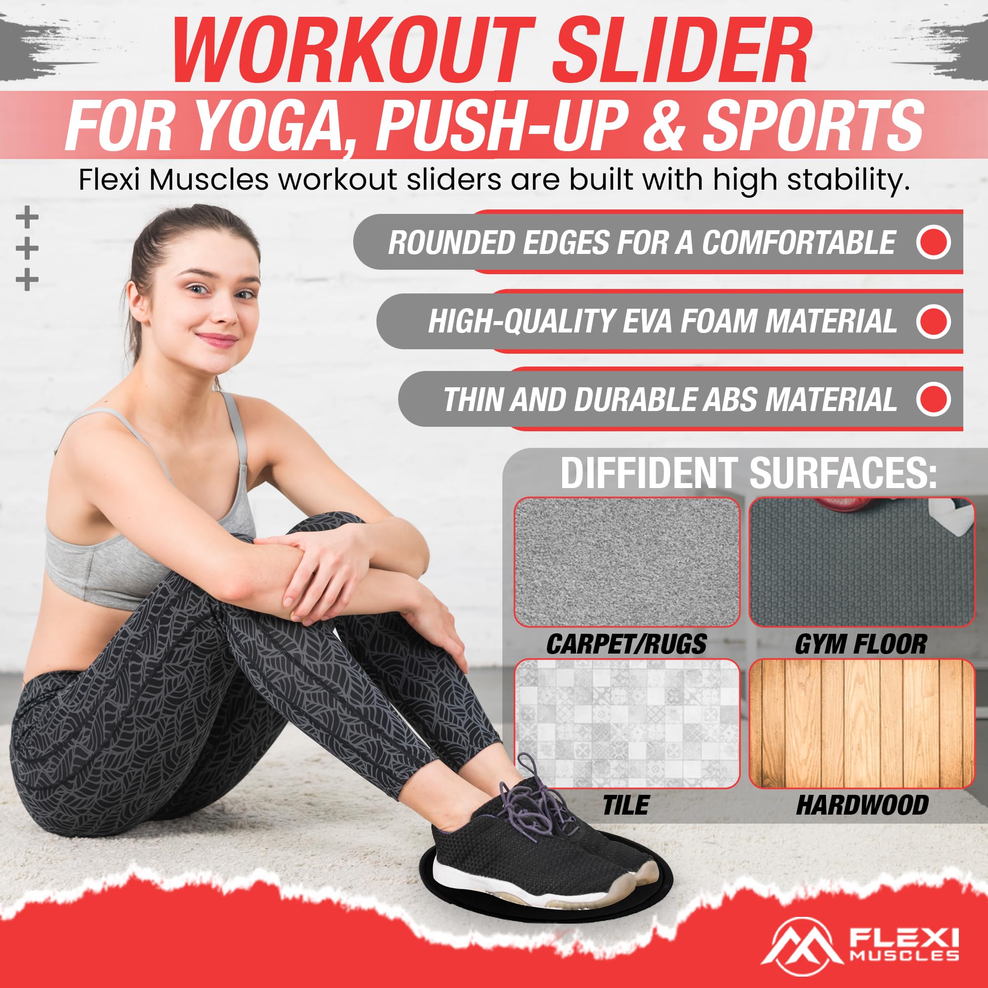 FLEXI MUSCLES Core Sliders Discos deslizantes de doble cara para uso en alfombras o suelos de madera dura. Equipo de fitness ideal para entrenamiento abdominal y piernas., Verde