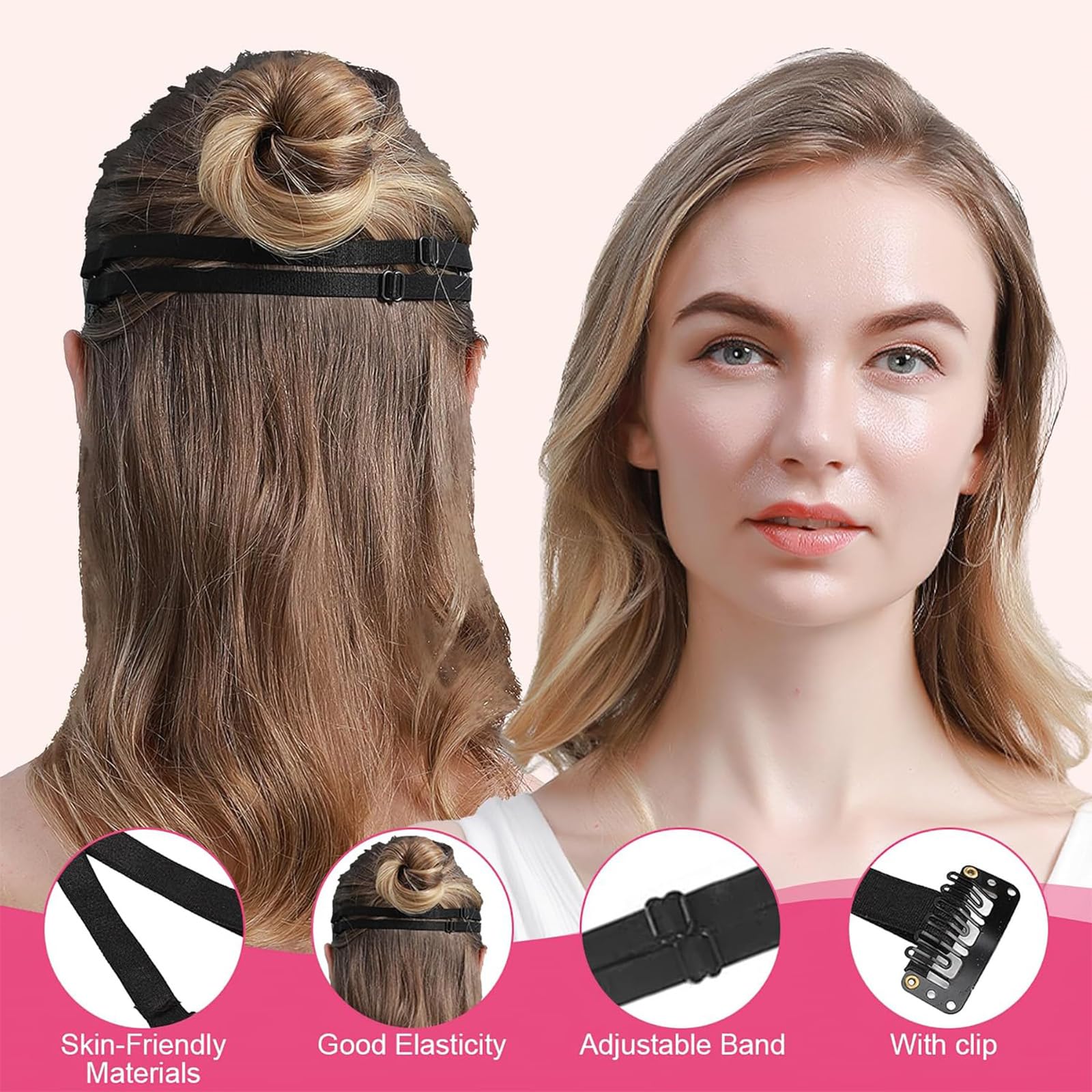 4 Piezas Banda Facial Efecto Lifting, Reductor de Papada de Doble Tira, Mentonera para Papada y Contorno V-Line, Cinta Facial Reutilizable para Hombre y Mujer, Negro