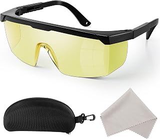 Geiserailie Professional UV Light Safety Glasses for UV Lamps, Adjustable UVC Eye Protective Glasses with Case, for Blocking Ultraviolet Ray, for Anti Fatigue, Blocking Blue Light, Shatterproof