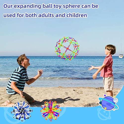Miniatura 4 de 2 piezas de juguete de bola mágica expandible plegable para niños de 1, 2, 3 años o más, juguetes para ansiedad para niños y adultos, juguete de