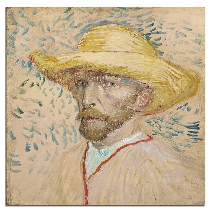 Amazon.co.jp: ゴッホの作品リスト 『麦わら帽子の自画像5』1887年