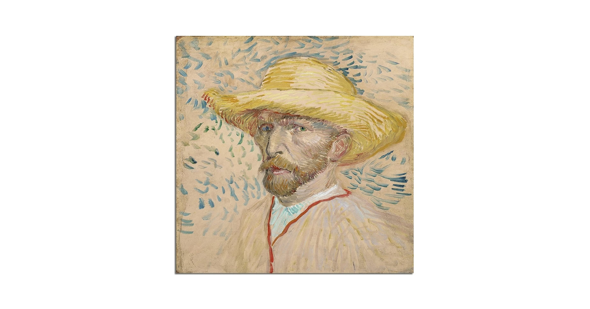 【匿名配送】絵画　「麦わら帽子」　A4サイズ額つき Amazon.co.jp: ゴッホの作品リスト 『麦わら帽子の自画像5』1887