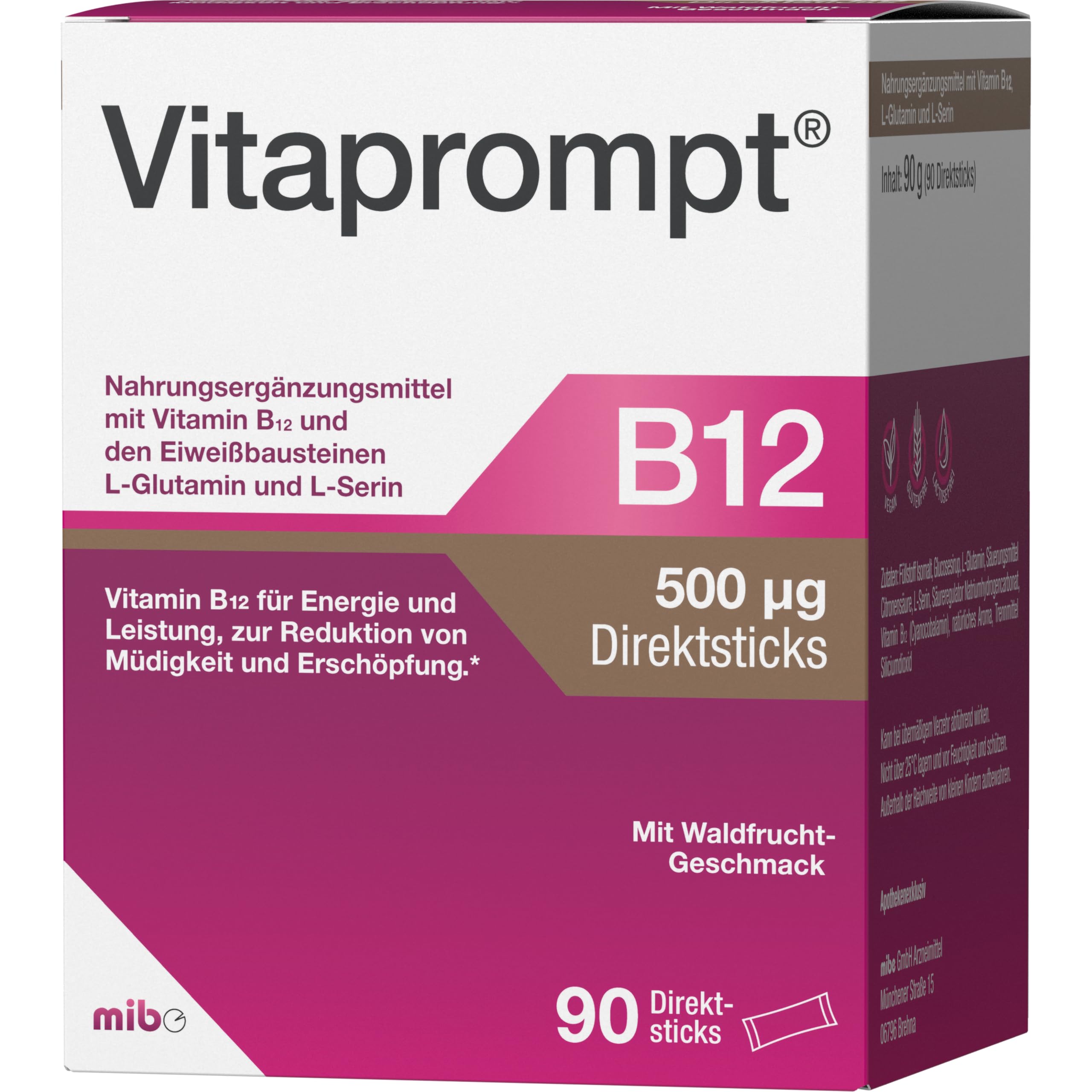 500 μg, Direktsticks, für Energie und Nerven, 90 Stück