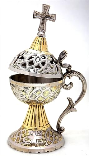 Quemador de incienso ortodoxo griego cristiano bizantino liturgia (4097-gn)