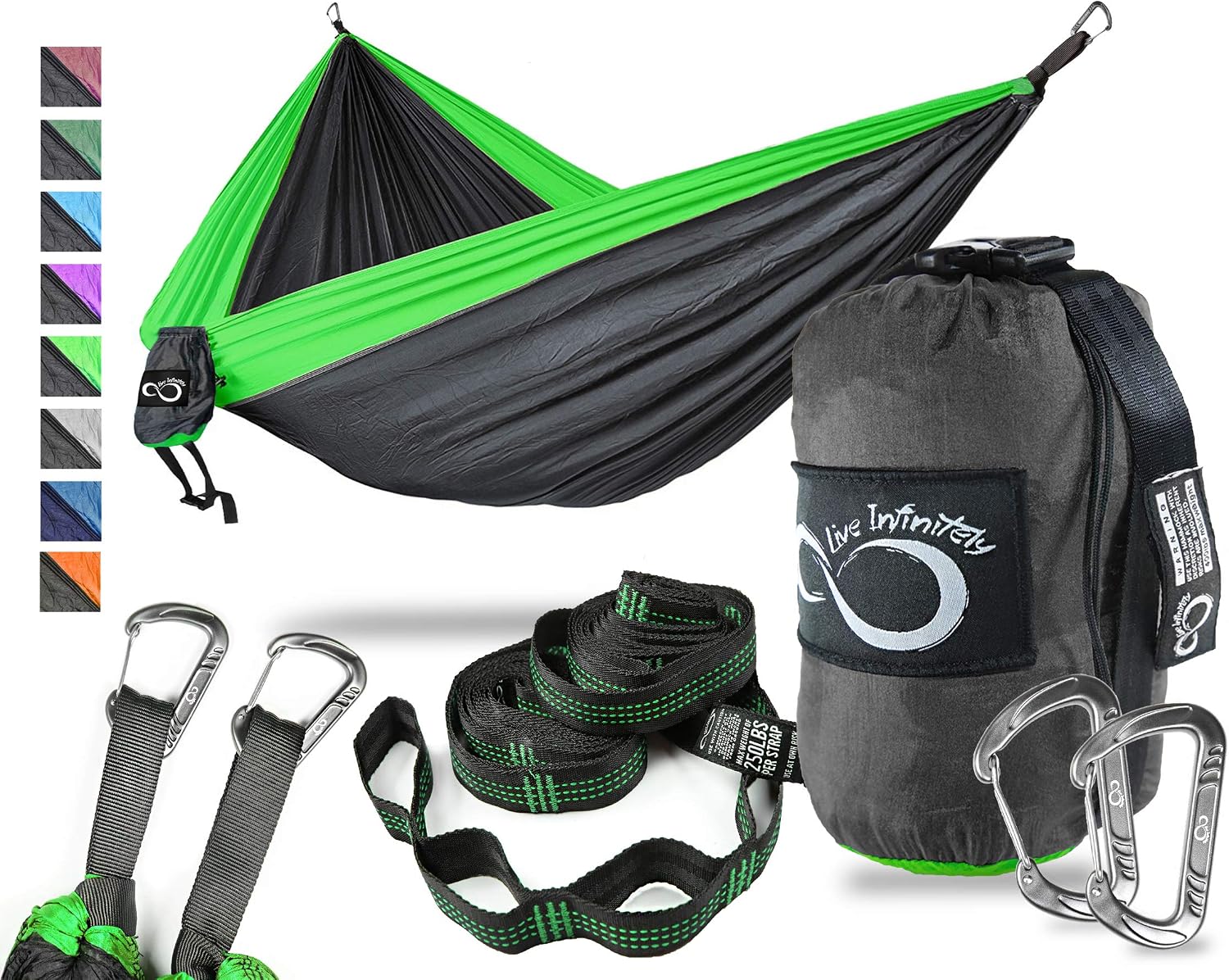Double Outdoor Camping Hammock Set- Lightweight, Compact & Portable Two Person Parachute Nylon Hammock Set- 2-16 Loop Tree Straps - Holds 500LBS-Ideal for Travel, Hiking & Beach